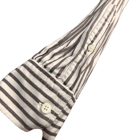 Ermengildo Zegna 100% cotton xxl white and brown striped men’s dress shirt - Picture 9 of 11